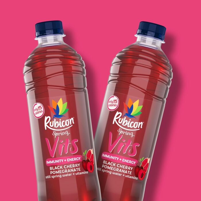 Rubicon Spring Vits Black Cherry Pomegranate Still Vitamin Water - 15 Calories per bottle for healthy hydration - Drinks Multipack 12 x 500ml Bottles