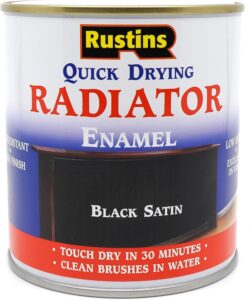 RUSTINS Quick Drying Radiator Enamel Satin - Black 250ml – Durable