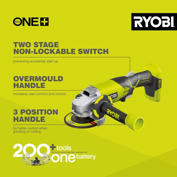 Ryobi R18AG-0 18V ONE+ Angle Grinder (Battery & Charger Excluded)