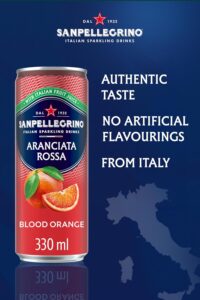 San Pellegrino Italian Sparkling Drinks Tastefully Light Sparkling Blood Orange Canned Soft Drink 12 x 330ml