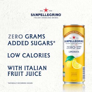 San Pellegrino Italian Sparkling Drinks Zero Sparkling Lemon Canned Soft Drink 12 x 330ml