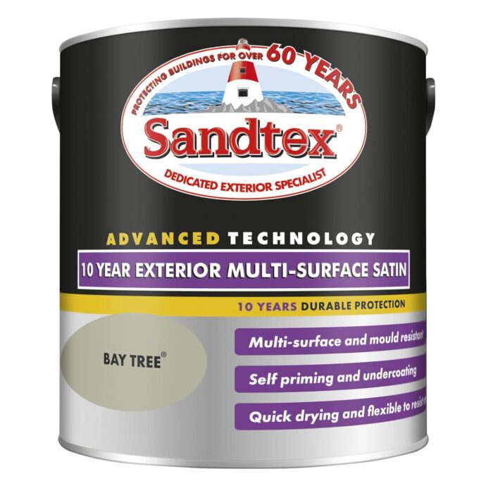 Sandtex 10 Year Multi Surface Satin Paint 2.5l Bay Tree Sandtex 10 Year Multi Surface Satin Paint 2.5l Bay Tree