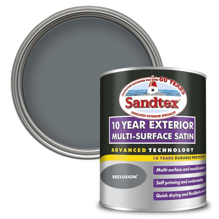 Sandtex 10 Year Multi Surface Satin Paint Seclusion 750ml Sandtex 10 Year Multi Surface Satin Paint Seclusion 750ml