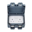 Schneider Electric Lisse Weatherproof IP66 2 gang switched 13A socket - LWP3020