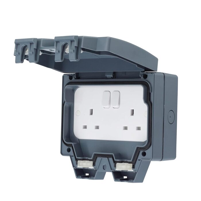Schneider Electric Lisse Weatherproof IP66 2 gang switched 13A socket - LWP3020 Schneider Electric Lisse Weatherproof IP66 2 gang switched 13A socket - LWP3020