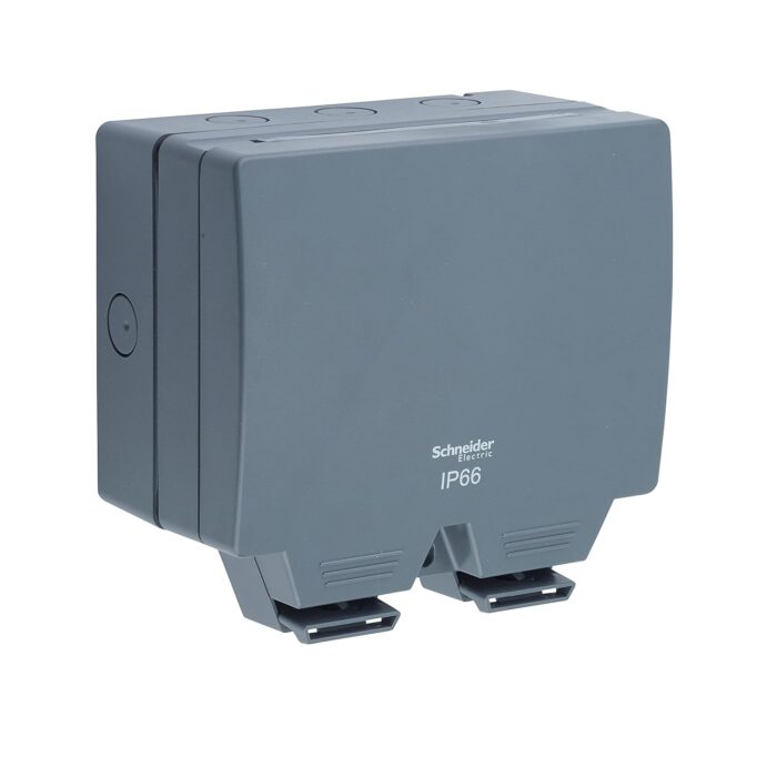 Schneider Electric Lisse Weatherproof IP66 2 gang switched 13A socket - LWP3020 Schneider Electric Lisse Weatherproof IP66 2 gang switched 13A socket - LWP3020