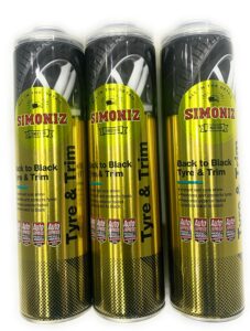 SIMONIZ Back to Black Tyre Shine 600ml Restore & Protect Tyres Durable Gloss Finish (3 x 600ml Can)