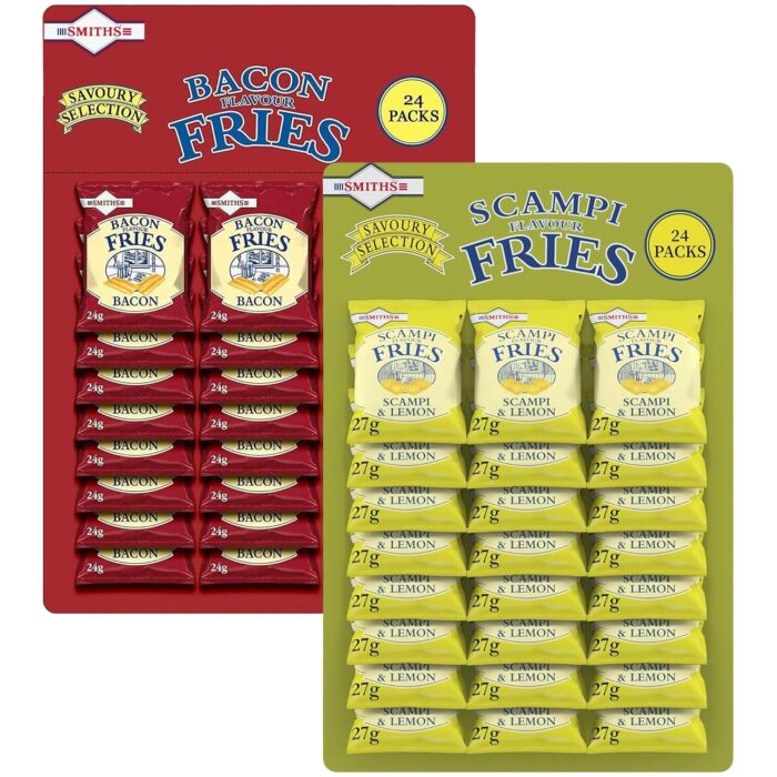 Smiths Savoury Snacks Pub Card Bundle Scampi Fries 24 x 27g and Bacon Fries 24 x 24g Pubcard Mix Pack (48 Bags Total) Smiths Savoury Snacks Pub Card Bundle Scampi Fries 24 x 27g and Bacon Fries 24 x 24g Pubcard Mix Pack (48 Bags Total)