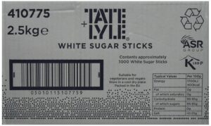 Tate & Lyle - White Sugar Sticks - Pure Cane Sugar - Individually Wrapped for Hygiene - Hot Drinks