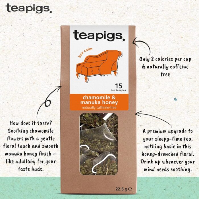 teapigs Chamomile & Manuka Honey Tea Bags - Soothing Camomile Herbal Tea Infusion with Manuka Honey - Naturally Caffeine-Free Detox Tea - 15 Biodegradable Tea Bags teapigs Chamomile & Manuka Honey Tea Bags - Soothing Camomile Herbal Tea Infusion with Manuka Honey - Naturally Caffeine-Free Detox Tea - 15 Biodegradable Tea Bags