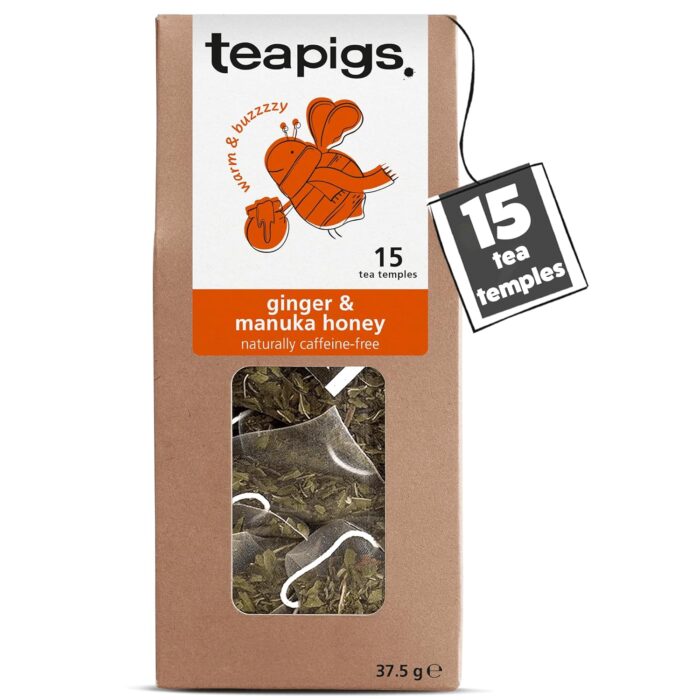 Teapigs Ginger & Manuka Honey Tea - Infusion of Ginger & Manuka Honey for a Fiery Kick - Naturally Caffeine-Free Detox Tea - 15 Biodegradable Herbal Tea Bags Teapigs Ginger & Manuka Honey Tea - Infusion of Ginger & Manuka Honey for a Fiery Kick - Naturally Caffeine-Free Detox Tea - 15 Biodegradable Herbal Tea Bags