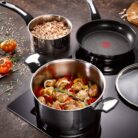 Tefal Emotion E3000204 Frying Pan 20 cm Non-Stick Coating Even Heat Distribution Elegant Design Robust Handle Induction Cooking Indicator Cranberry