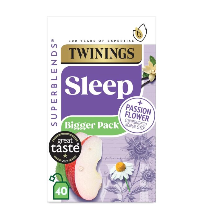 Twinings Superblends Sleep Tea - Spiced Apple & Vanilla Herbal Tea Infusion with Camomile & Passion Flower - 40 Biodegradable Tea Bags Twinings Superblends Sleep Tea - Spiced Apple & Vanilla Herbal Tea Infusion with Camomile & Passion Flower - 40 Biodegradable Tea Bags