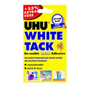 UHU White Tack - Sticky Reusable Adhesive Putty - Pack of 4