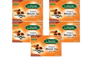 Unik Masala Tea Sweet 220g (Pack of 5) - Instant Pre-Mix Powder - Sweetened Version