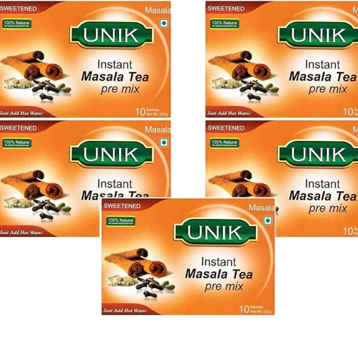 Unik Masala Tea Sweet 220g (Pack of 5) - Instant Pre-Mix Powder - Sweetened Version Unik Masala Tea Sweet 220g (Pack of 5) - Instant Pre-Mix Powder - Sweetened Version
