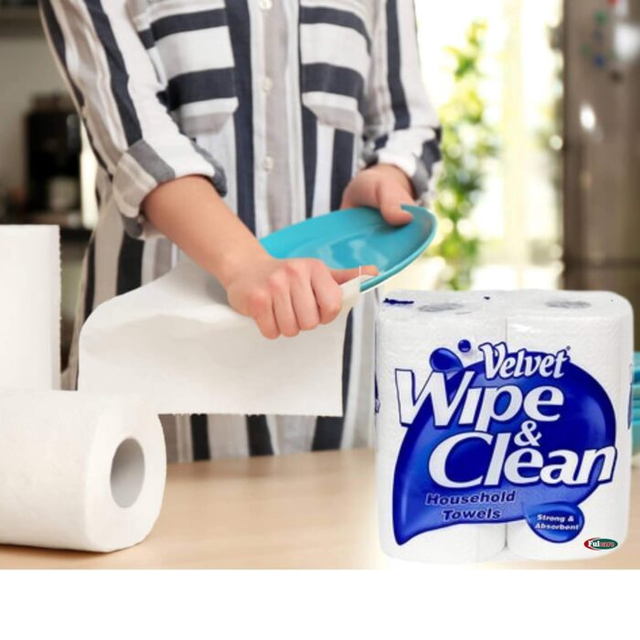 Velvet Wipe & Clean Excellent Value Thick & Strong Kitchen Household Towels 20 Rolls Total Velvet Wipe & Clean Excellent Value Thick & Strong Kitchen Household Towels 20 Rolls Total