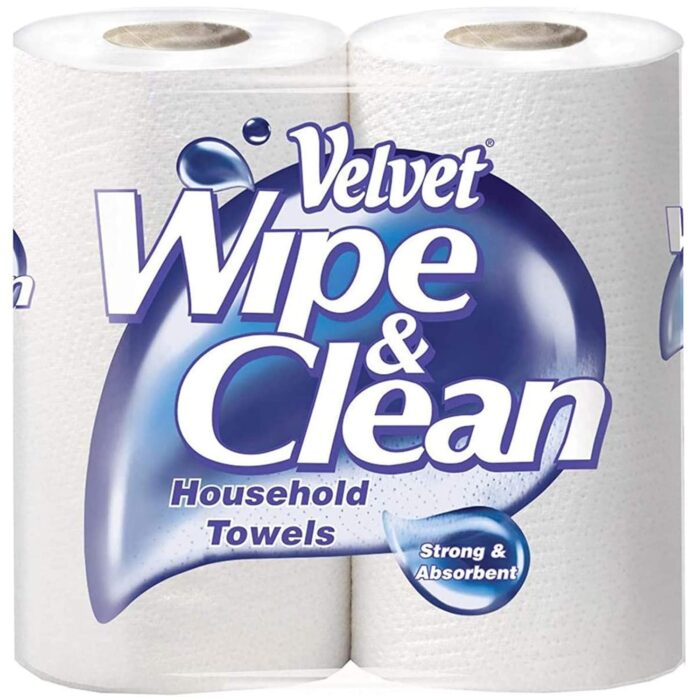 Velvet Wipe & Clean Excellent Value Thick & Strong Kitchen Household Towels 20 Rolls Total Velvet Wipe & Clean Excellent Value Thick & Strong Kitchen Household Towels 20 Rolls Total