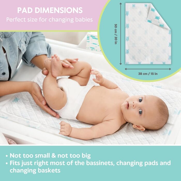 Vesta Baby Disposable Changing Pads - 65 Soft Absorbent Leak Proof Incontinence Mats - Newborn Portable Nappy Change Underpads - Protection Waterproof Liners