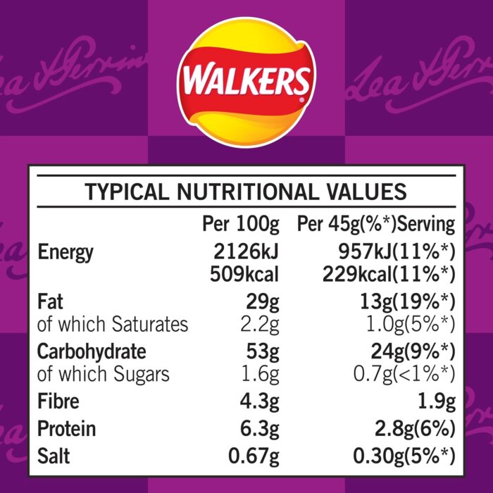 Walkers Lea & Perrins Worcester Sauce Grab Bag Crisps 45g (Case of 32)