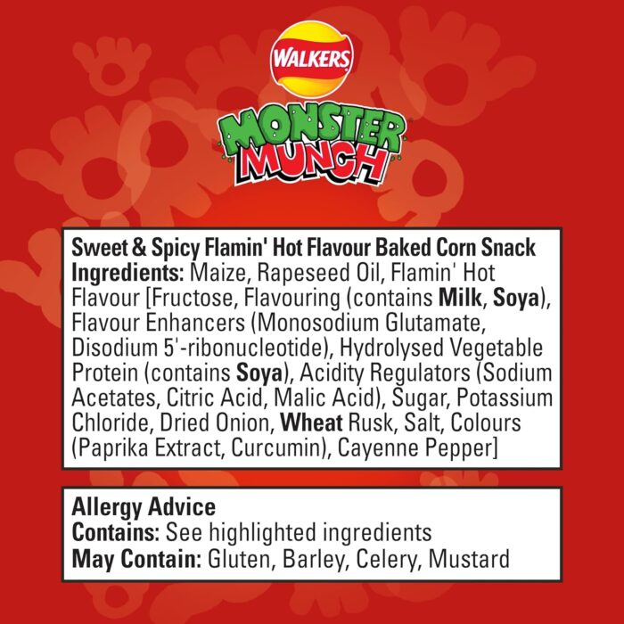 Walkers Monster Munch Flamin' Hot Snacks Crisps 40g (Case of 35) Walkers Monster Munch Flamin' Hot Snacks Crisps 40g (Case of 35)