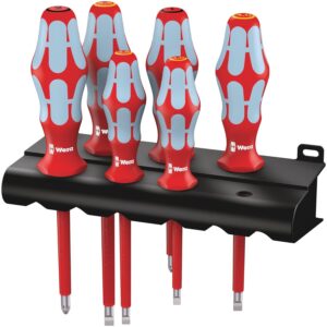 Wera 05022745001 3165i/6 Kraftform Plus VDE Stainless Steel Laser Tip Screwdriver Set with Fastener Holding Function (7-Piece)