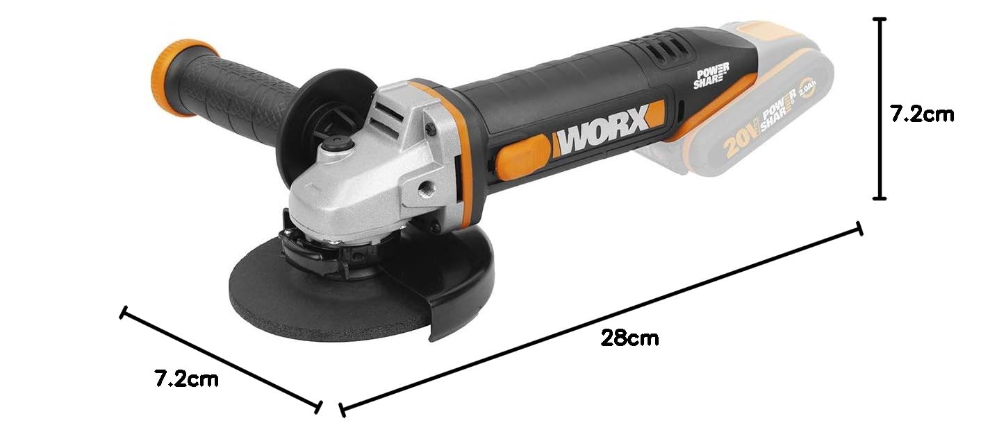 WORX WX803.9 18V (20V Max) Cordless 125mm Angle Grinder - (Tool only - Battery & Charger Sold Separately) WORX WX803.9 18V (20V Max) Cordless 125mm Angle Grinder - (Tool only - Battery & Charger Sold Separately)
