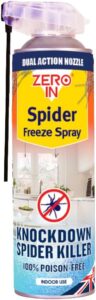 Zero In Spider Freeze Spray 500ml – Instant Knockdown Spider Killer – 100% Poison-Free – Dual-Action Nozzle – Safe for Use Around Children & Pets – Indoor Spider Catcher...