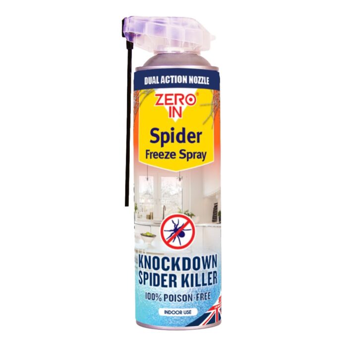 Zero In Spider Freeze Spray 500ml – Instant Knockdown Spider Killer – 100% Poison-Free – Dual-Action Nozzle – Safe for Use Around Children & Pets – Indoor Spider Catcher...